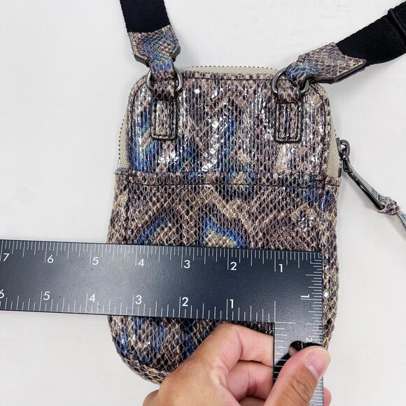 Aimee Kestenberg Snakeprint Just Saying Stadium Crossbody Bag Bejeweled Leather - Picture 10 of 10